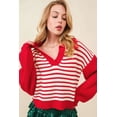 thumbnail image 4 of FOLUNSI Stylish Red Stripe V-Neck Sweater – Flatter Your Wardrobe!, 4 of 8