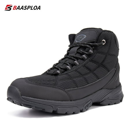 

Baasploa Men s Cotton Shoes Waterproof Outdoor Travel Hiking Shoes Warm Winter Sneakers 2022 New Casual Leather Walking Shoes