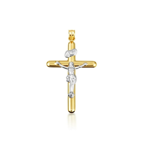 Factory Direct Jewelry Cross 14K Yellow Gold Crucifix Pendant Necklace, Gift Packing