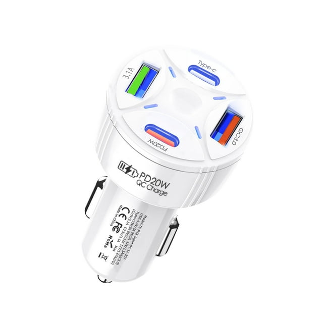Lksixu Car Charger Super Fast Charging, Multi Port Car Charging, One Trailer Four Car Charging, Fast Charging A Adapter Electronics for Home Office School