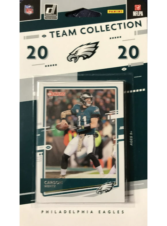 Philadelphia Eagles 2020 Donruss Factory Sealed 10 Card Team Set with Carson Wentz and Jalen Hurts and Jalen Reagor Rookies Plus