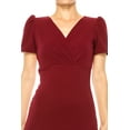 thumbnail image 5 of Moa Collection Women's Solid Sheath Dress with a Deep V-Neckline and Puff Sleeves, 5 of 6