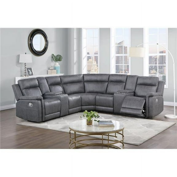Global Furniture USA U1797 Gray Beige Fabric Sectional