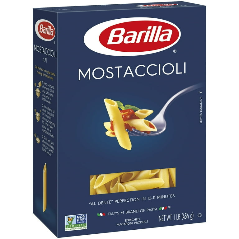 Barilla Mostaccioli Pasta, 2 Pack, Smooth Tube Shape, Durum