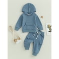 thumbnail image 2 of Bagilaanoe 2PCS Toddler Baby Boy Long Pants Set Long Sleeve Hoodie Sweatshirt Tops + Drawstring Sweatpants 6M 12M 18M 24M 3T Kids Casual Sweatsuits, 2 of 9