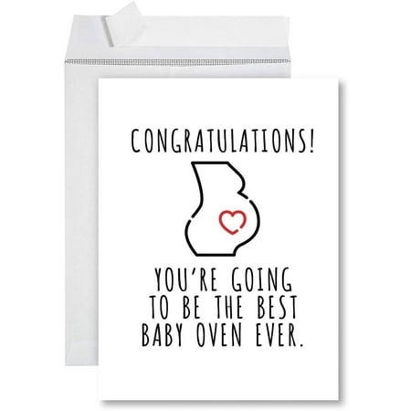 Andaz Press Funny Jumbo Baby Shower Card With Envelope 8.5 x 11 inch, Funny Greeting Card, Best Baby Oven (Best Greeting Card Maker App)