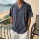 thumbnail image 3 of Camisas masculinas con estampado floral Camisa negra para hombre estampada estilo coreano Cosas baratas Cómodas Venta Novedades en moda 2024 Hombre, 3 of 4