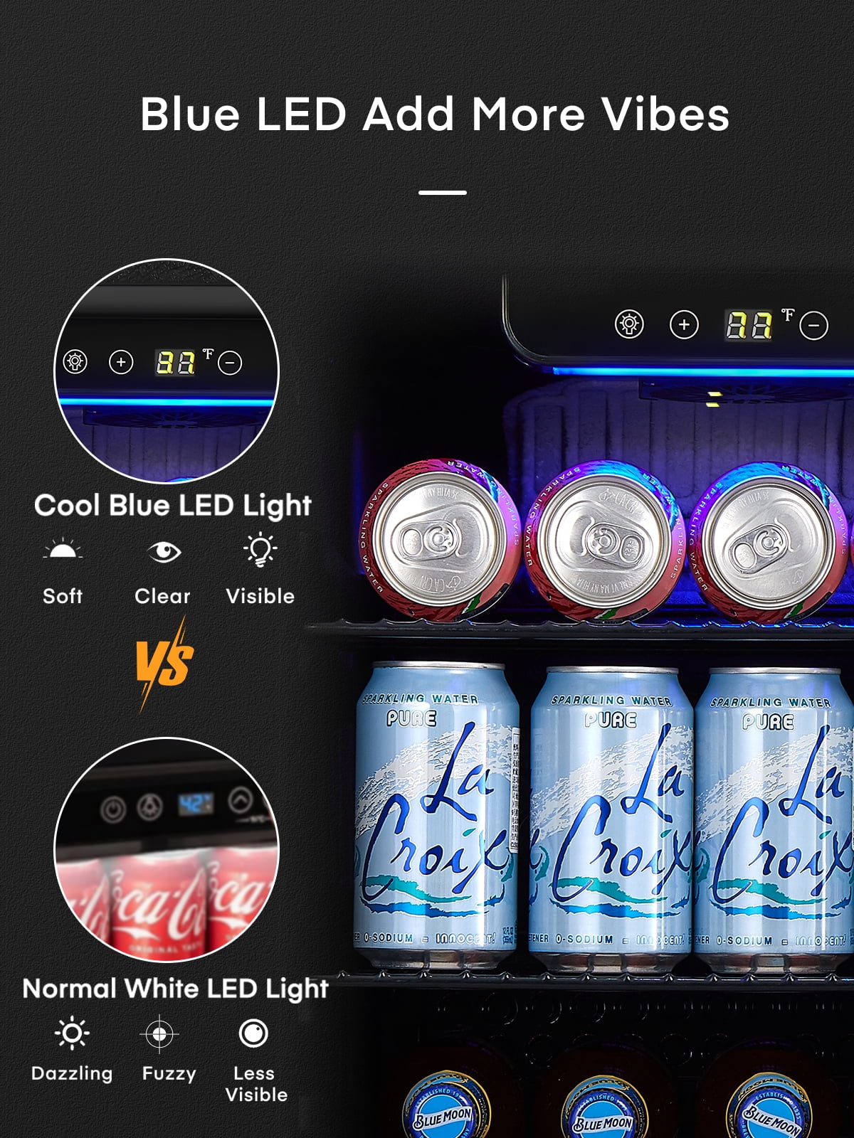 FOHERE 126 Can Beverage Refrigerator Cooler, 3.2 Cu.ft Mini Fridge, Wine Chiller for Bar/Office/Home, New, Reversible Door, 17.5 x 18.9 x 31.5 inches