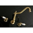 thumbnail image 2 of Kingston Brass KS1027PL Heritage Two-Handle Wall Mount Roman Tub Faucet, Brushed Brass, 2 of 8