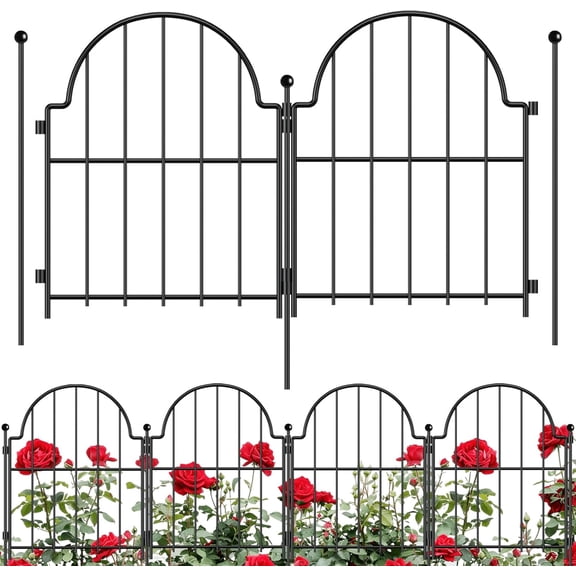 10Pcs Decorative Garden Fence, Rustproof Metal No Dig Garden Fencing Border, Total 22 in(H) x 10.83 ft(L) Outdoor Animal Barrier,Arched
