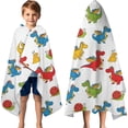 thumbnail image 3 of White Cartoon Dragons Snails Pattern Hooded Bath Towel，60"x35" for Ages 3 To 12 Kids, Quick Dry Lightweight Soft Microfiber Hood Beach Towel Cover Up for Kids, 3 of 7