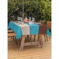 thumbnail image 3 of Outdoor Tablecloth with Umbrella Hole for Patio/Picnic/Party/Camping, Teal Blue Brown Waterproof Table Cloth Rectangle Table Cover Washable, Retro Farmhouse Gradient Wood (52"x 70"), 3 of 8