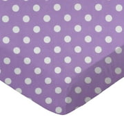 SheetWorld Fitted 100% Cotton Percale Play Yard Sheet Fits BabyBjorn Travel Crib Light 24 x 42, Pastel Lavender Polka Dots Woven