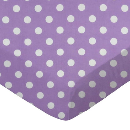 SheetWorld Fitted 100% Cotton Percale Play Yard Sheet Fits BabyBjorn Travel Crib Light 24 x 42, Pastel Lavender Polka Dots Woven