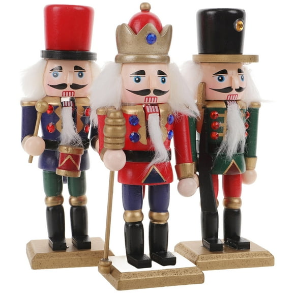 Greenadscape 3Pcs Set Nutcracker for Desk with Classic Nutcracker Design for Living Room Decor