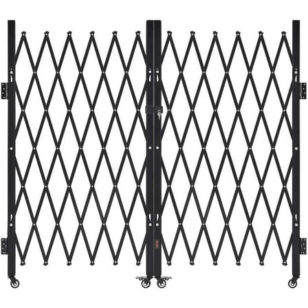 VEVOR Double Folding Security Gate, Lockable Scissor Gate with 360° Swivel Casters, Outdoor Barricade Steel Retractable Gates, for Entry Security, Garage, Warehouse & Pool, 125.98 x 63.19 in (W x H)