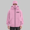 thumbnail image 2 of LIWENLI Fleece Lined Zip Up Hoodie Men with Balaclava Mask Trendy Print Sweatshirt, S-2XL (Pink,L), 2 of 8