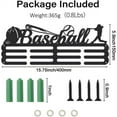 thumbnail image 2 of Iron Medal Hanger Holder Display Wall Rack 3-Line with Screws Black Baseball 400x150mm, 2 of 8