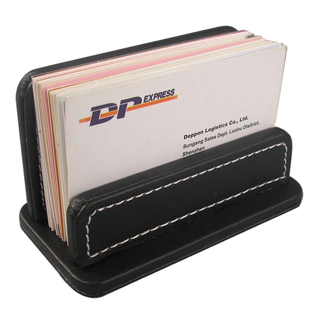 3pcs/set Desk Organizer Sets Leatherette Office Accessories Supplies Including Tissue Holder Pencil And Business Name Cards Stand Black