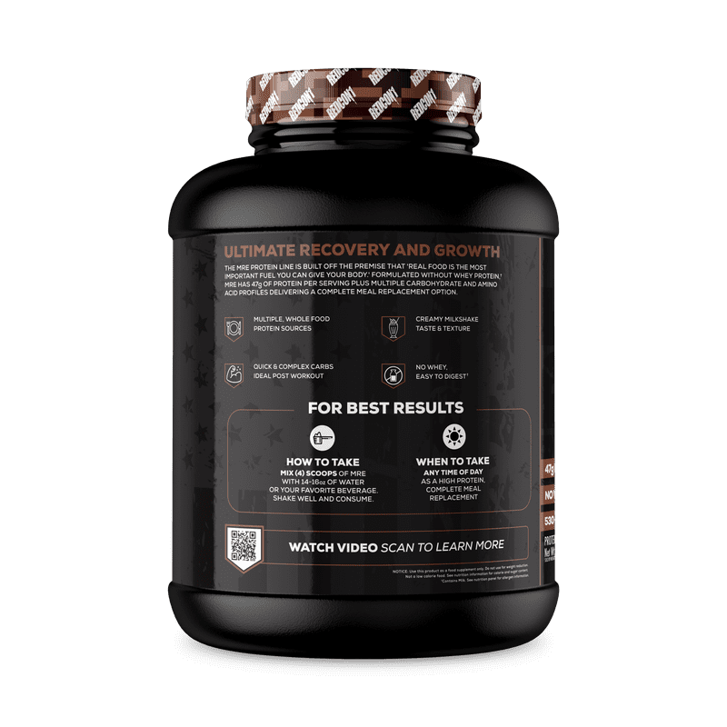 REDCON1 MRE Protein Powder, Fudge Brownie - Meal Replacement Protein Blend Made with MCT Oil & Whole Foods - Protein with Natural Ingredients to Aid in Muscle Recovery (25 Servings)