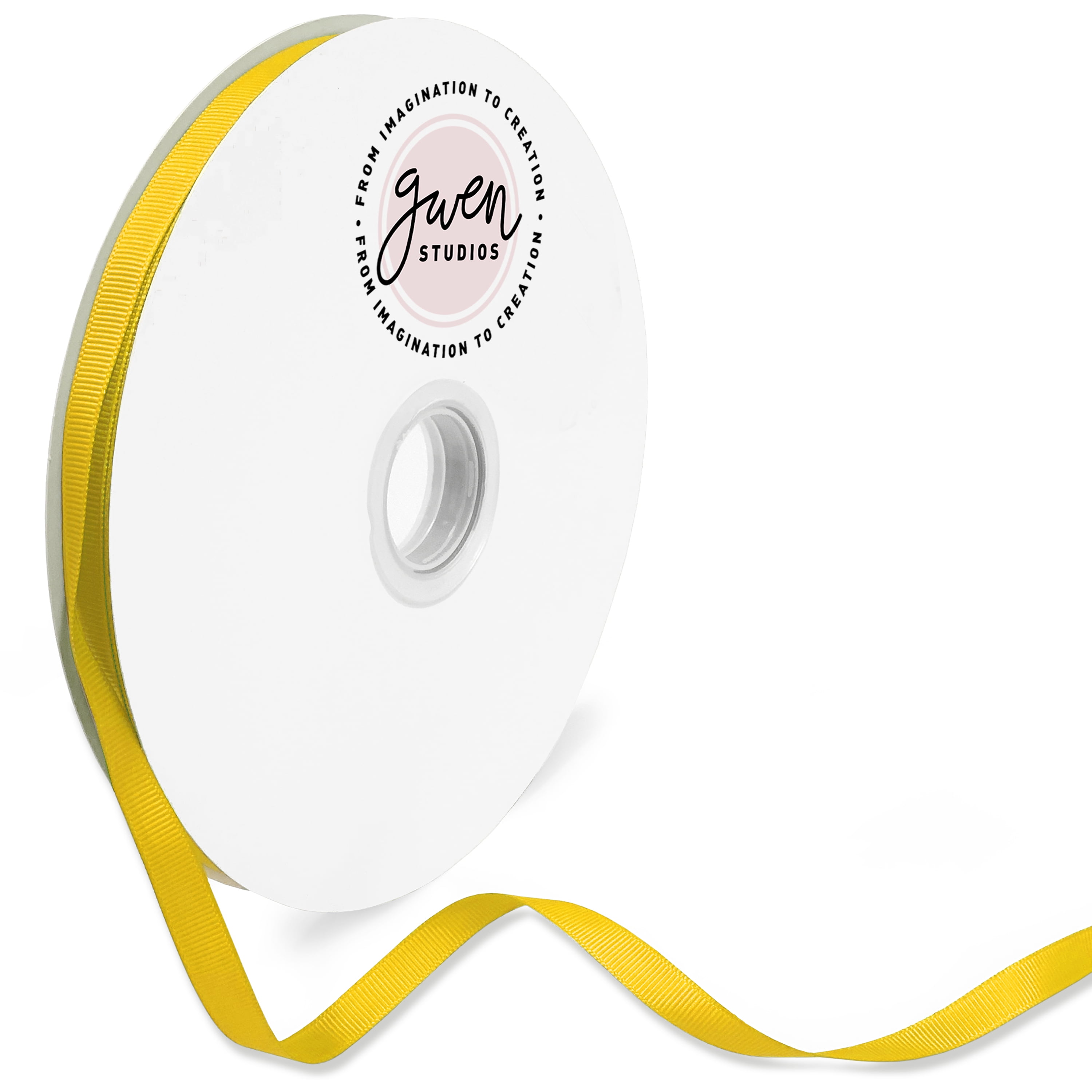 Yellow Grosgrain Ribbon for Crafts and Bows, 3/8" x 100 Yards by Gwen Studios