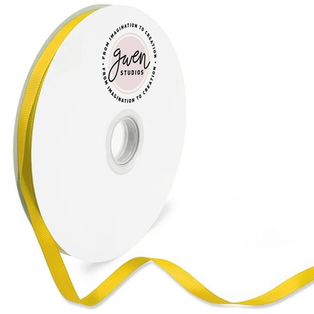 UPC: 0810056349226 | Yellow Grosgrain Ribbon for Crafts and Bows  3/8  x 100 Yards by Gwen Studios