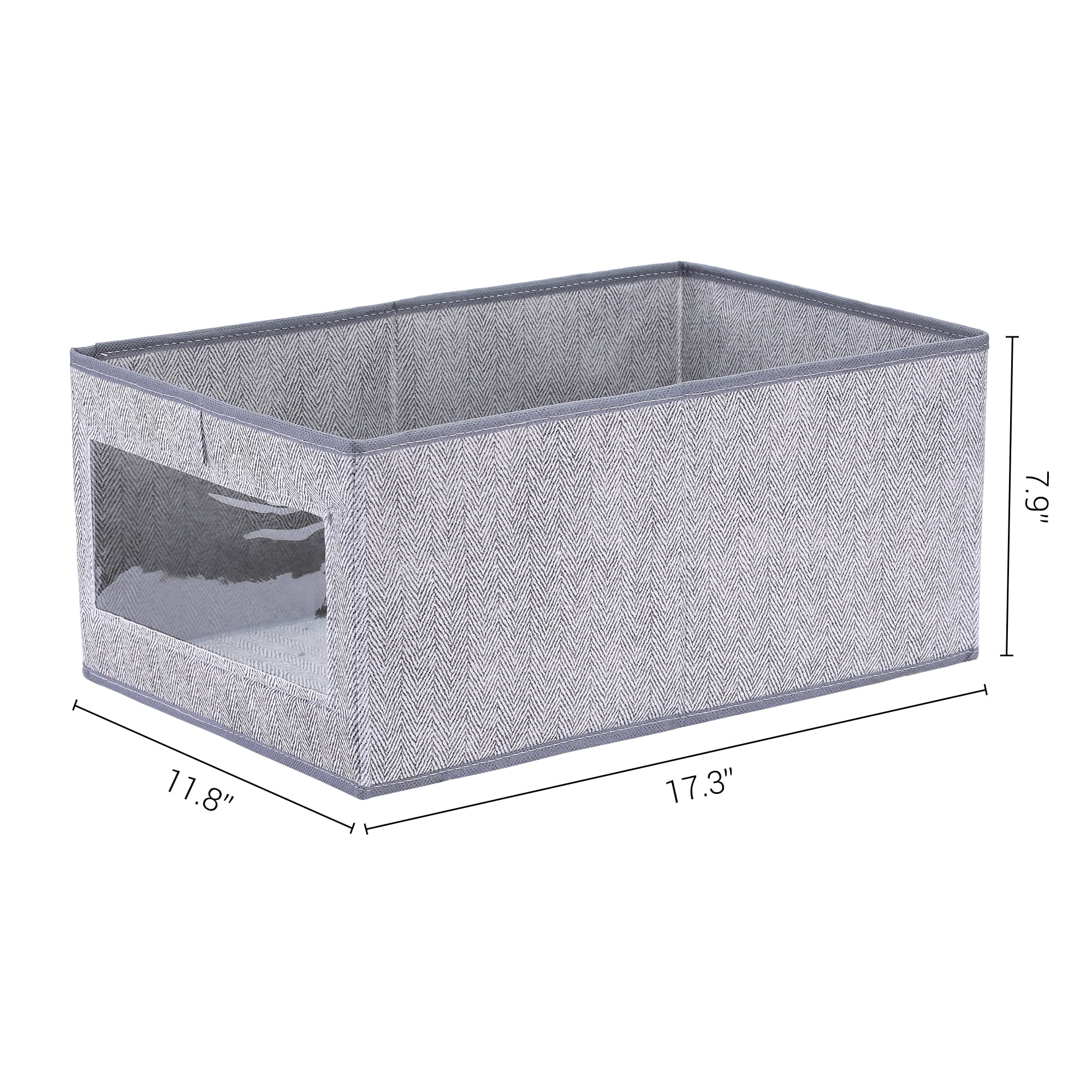 Unique Bargains Storage Bin with Handles Foldable Organizer Basket Grey 17"x12"x8"