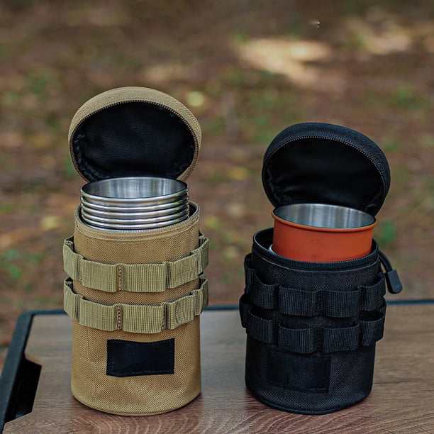 Bolsa para guardar tazas de cerveza al aire libre | Funda táctica multifuncional aislante para botella de agua | Protección contra caídas, cubierta resistente al desgaste, verde/negra, se adapta a