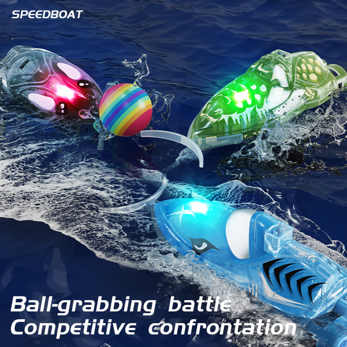 Mini Remote Control Boat for Kids, 360° Rotation RC Water Toys for Pool with Lights for Boys Girls Christmas Birthday Gifts - Shark