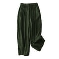 thumbnail image 2 of Fartey Womens Cotton Linen Pants Summer Fashion Lace Cuffs Pants Solid Color Elaxtic Waist Wade Leg Pants Casual Loose Beach Holiday Trousers with Pockets,M, 2 of 3