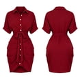 thumbnail image 5 of Dolkfu Red Women Clothing Collared Mini Irregular High Low Hem Short Sleeve Shirt Dress Slim Refined Solid Modern Dresses Red,Xxl, 5 of 6