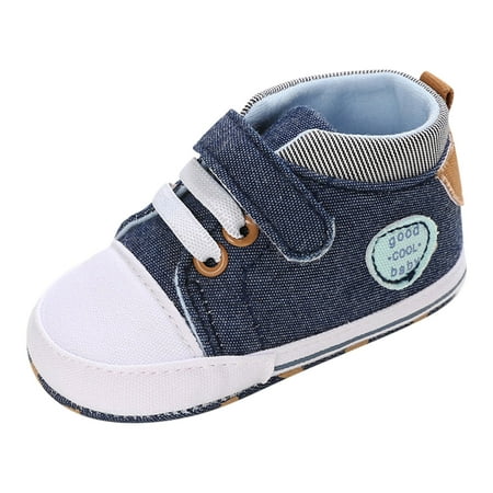 NOLDARES Baby Boys Girls Sneakers Soft Rubber Sole Loafers Anti-Slip Toddler Casual Shoes(Blue 0-6 Months)