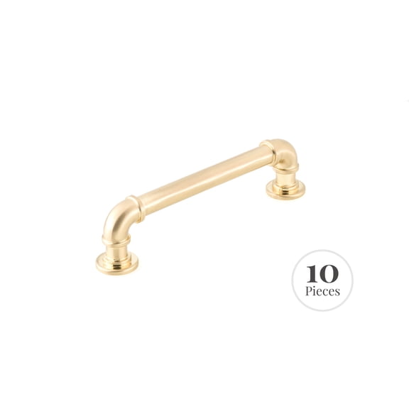 Industrialist RK22091BB 10-Pack Cabinet Industrial Pipe Pull for Kitchen, 128 mm, Brushed Brass