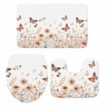 thumbnail image 2 of Rustic Flower Bathroom Rugs Set Watercolor Butterfly Plant Non Slip Absorbent Soft Bath Mats 3 Piece Set with Bathroom Rug, U-Shaped Floor Mat, Toilet Seat Cover Small Size, 2 of 9