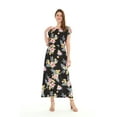 thumbnail image 3 of Women's Hawaiian Luau Cap Sleeve Maxi Simple Dress in Hibiscus, 3 of 5