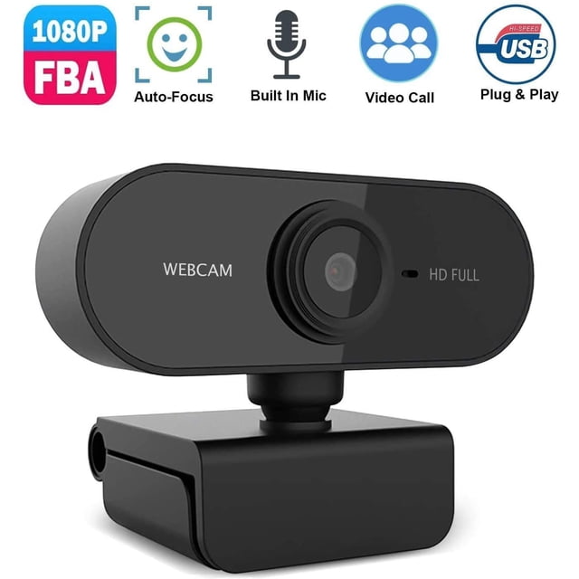 1080P Full HD Webcam with Microphone, Wide Angle Webcams Streaming USB Web Camera for Video Calling, Recording Video, Conference, Online Teaching (Black)