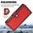thumbnail image 6 of Cover for Samsung Galaxy A53 5G Case, RFID Blocking PU Leather Zipper Handbag Purse Flip Cover, Kickstand Folio Case with Card Slots Holder Wrist Strap Lanyard & Shoulder Strap,Red, 6 of 8