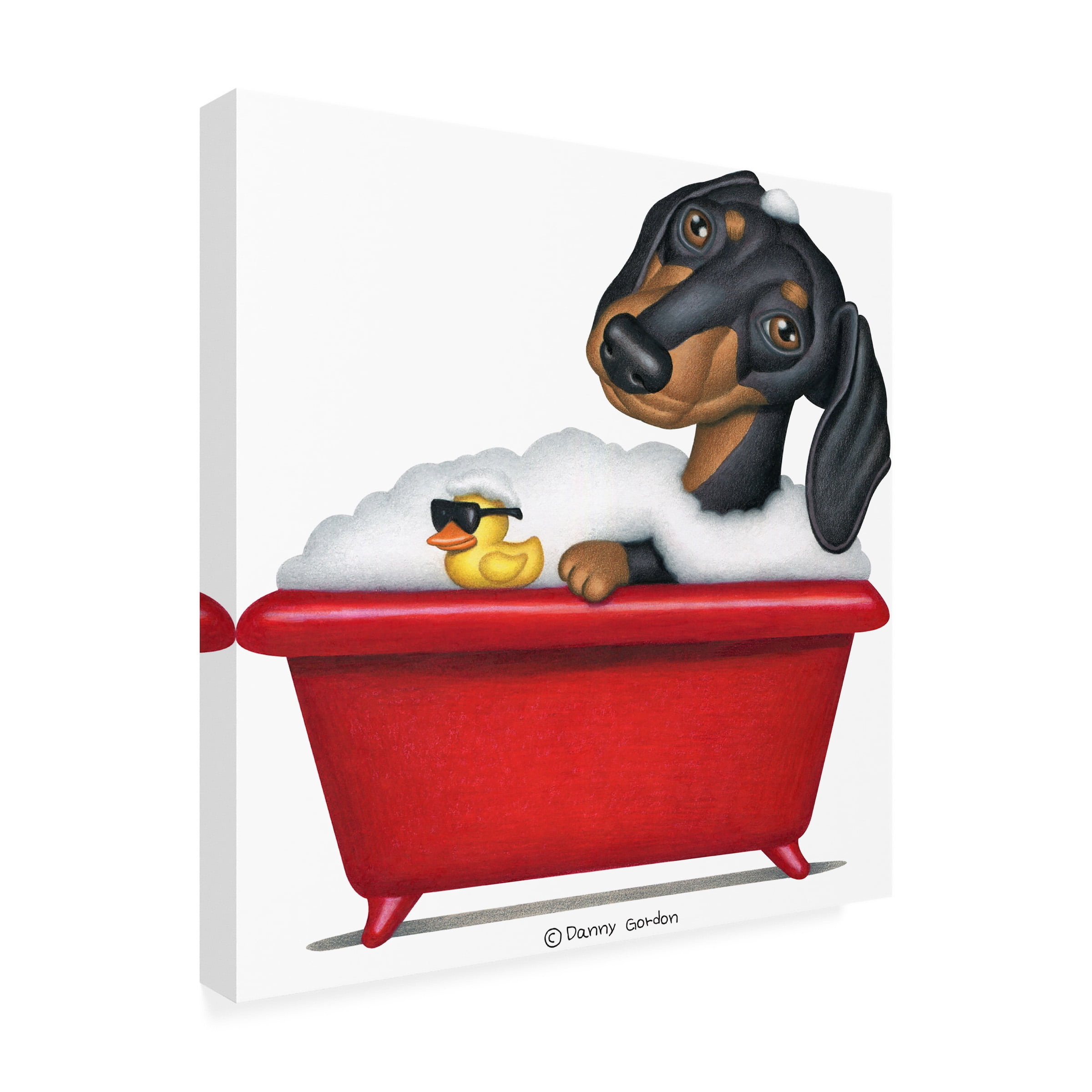 Danny Gordon Art 'Black Dachshund in Red Tub' Canvas Art