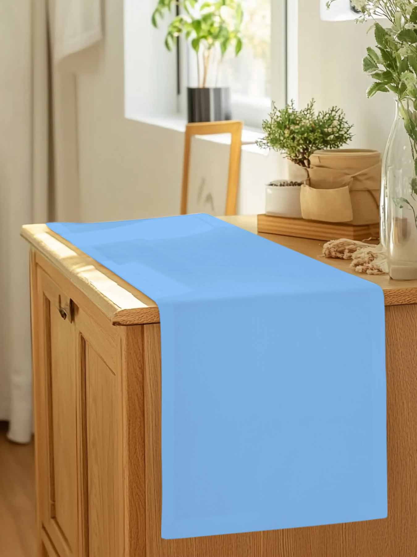 Abstract Sky Blue Theme Table Runner 90 Inches Long, Modern Minimalist Art Table Runners Tabletop Scarf Kitchen Dining Tables Decoration for Home Party Indoor Outdoor