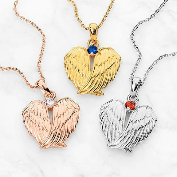 Personalized Planet Memorial Angel Wings with Birthstone ,Women's