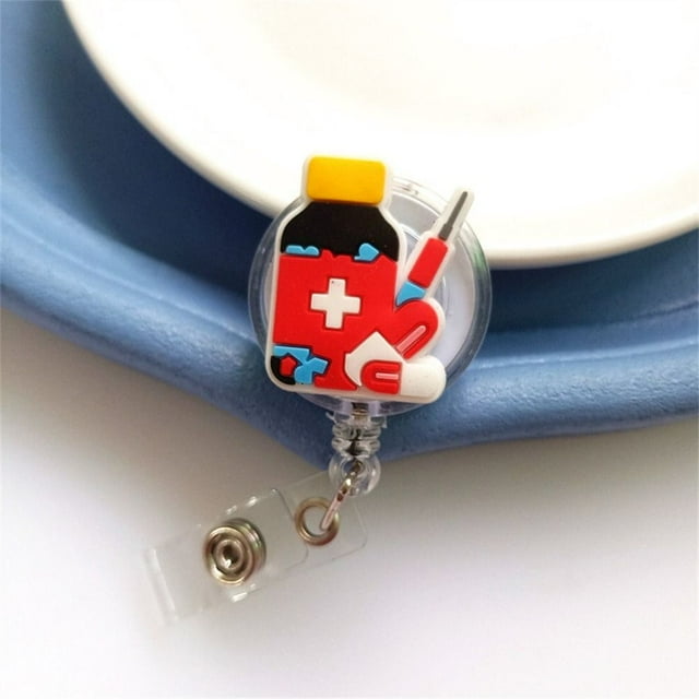 ID Card Holder Nurse Badge Reel Chest Card Work Card Retractable Badge Holder Exhibition Card Name Tag Easy Pull Buckle 6