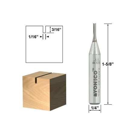 

Yonico Carbide Straight Router Bit - 1/16 Dia. X 3/16 Length - 1/4 Shank - 14002q