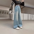 thumbnail image 4 of YunPes Girls Wide Leg Jeans Butterfly Embroidered Aesthetic Denim Pants High Elastic Waist Patchwork Jeans Y2K Cute Preppy Trousers, 4 of 8