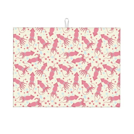 

Zeuib pink Octopus Print Dish Drainer Kitchen Counter Kitchen Drying Mat Heat Resistant Drainer Mats Easy to Clean Dish Rack Pad