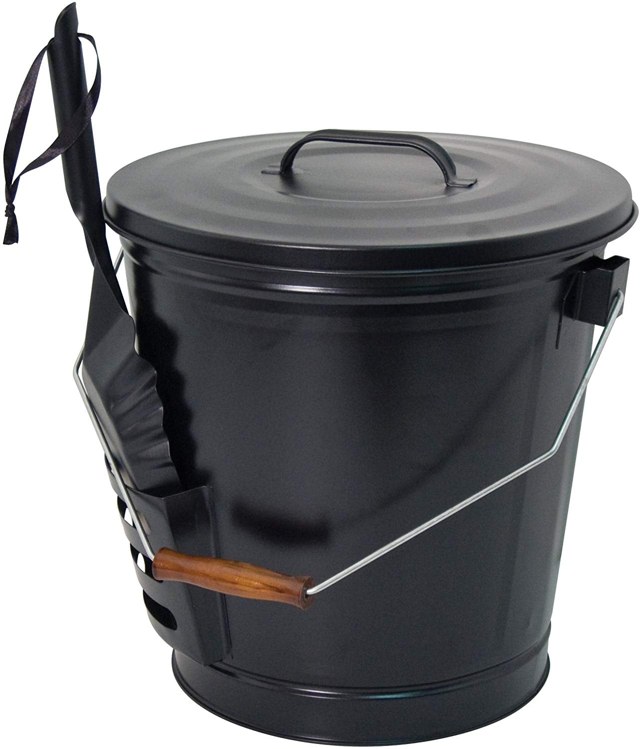 15343 Ash Bucket with Shovel, Black, Ash bucket with shovel By Panacea