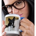 thumbnail image 2 of Three Month Old Basenji Puppy With His Legs Over The Side Of A Chair., 15oz Two-Tone Blue Mug, 2 of 7