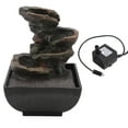 thumbnail image 2 of Fuente de agua de escritorio de resina con sonidos relajantes para el hogar, la oficina o el hotel, fuente de cascada LED duradera de 4 niveles con enchufe estadounidense de 110 V para, 2 of 8
