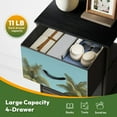 thumbnail image 5 of 4 Drawer Vertical Storage Dresser Ocean Beach Coastal Seascape Mint Green Tropical Turquoise Palm Tree with Wood Top Fabric Pull Drawers, 5 of 8