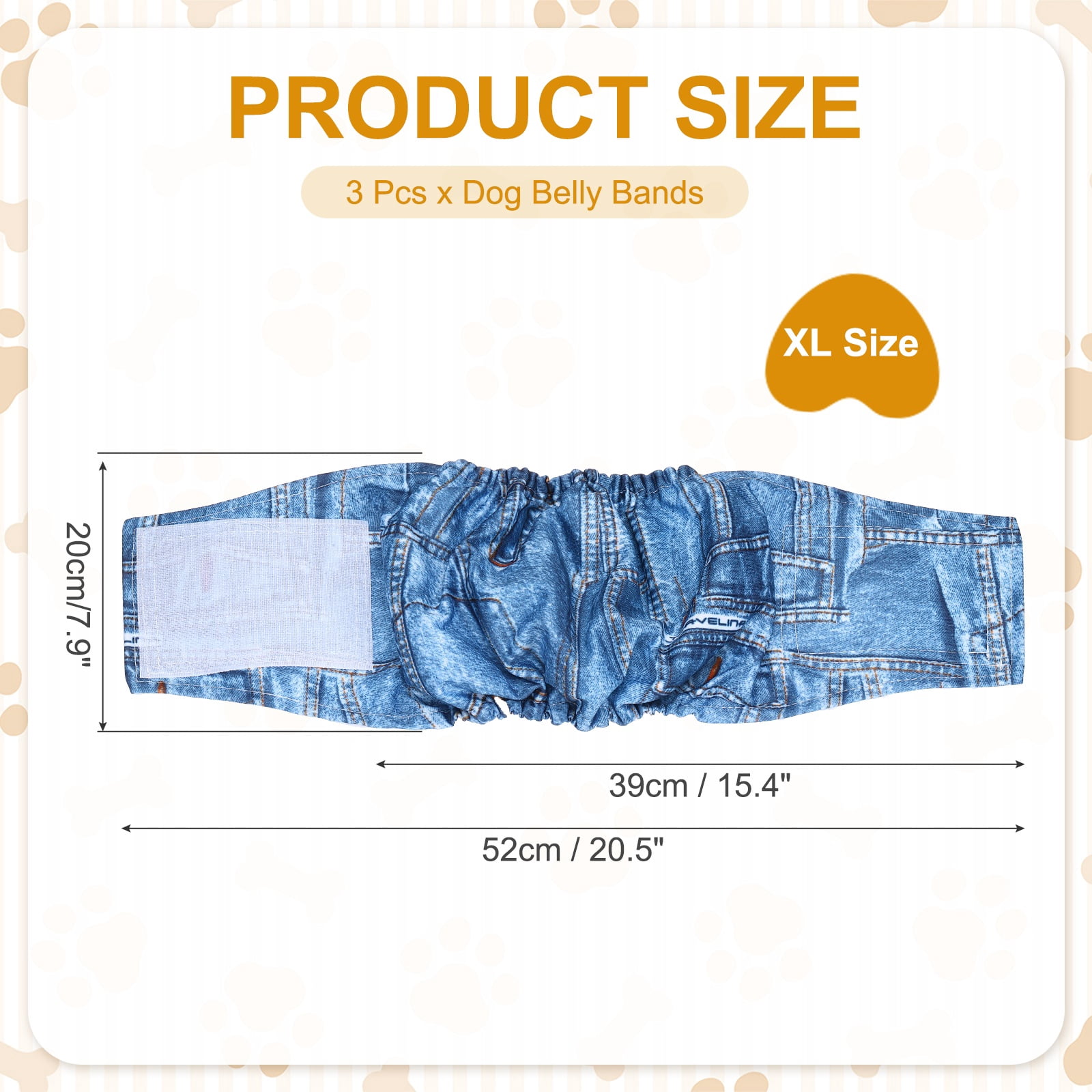 Uxcell Belly Bands for Male Dogs, Reusable Washable Dog Diapers High Absorbing Wrap Diapers, (3Pcs, XL, Denim Color), Intended for Male Small Doggie/Puppies Training
