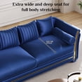 thumbnail image 5 of Wiilayok 86.7" 3 Seat & 62" Loveseat Luxury Velvet Sofa Set, Chesterfield Mid Century Modern Couches, Thick Backrest, Gold Stainless Trim, Blue Gold for Living Room Office, 5 of 10